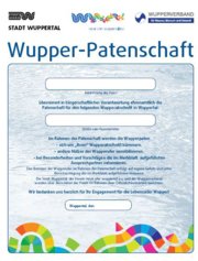 Patenurkunde für Wupperpaten in Wuppertal